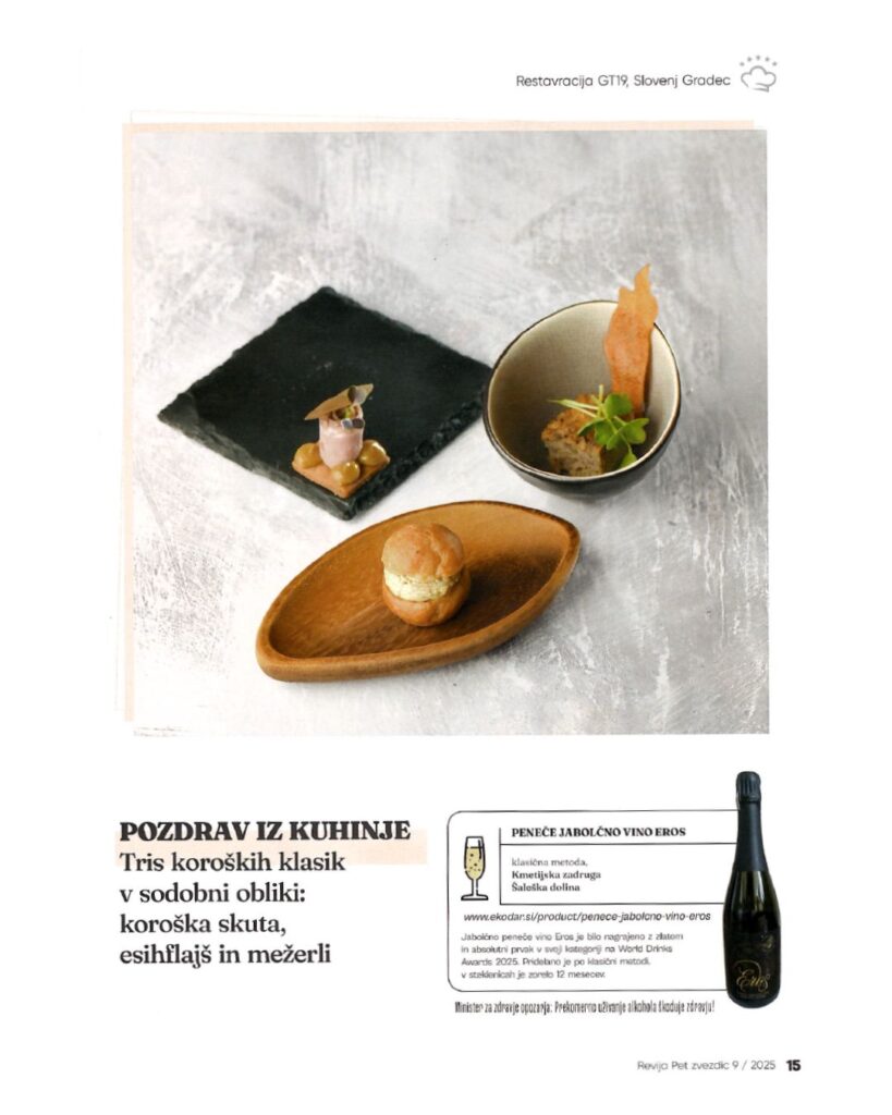 Peneče jabolčno vino Eros v reviji Pet zvezdic