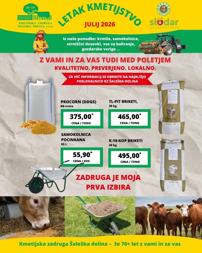 letka kmetijstvo julij 2026 - Kmetijska zadruga Šaleška dolina