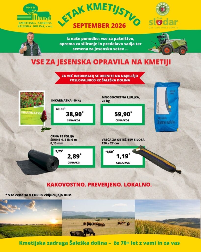 Akcijski letak kmetje september Kmetijska zadruga Šaleška dolina 1